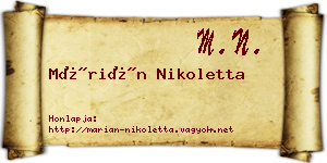 Márián Nikoletta névjegykártya